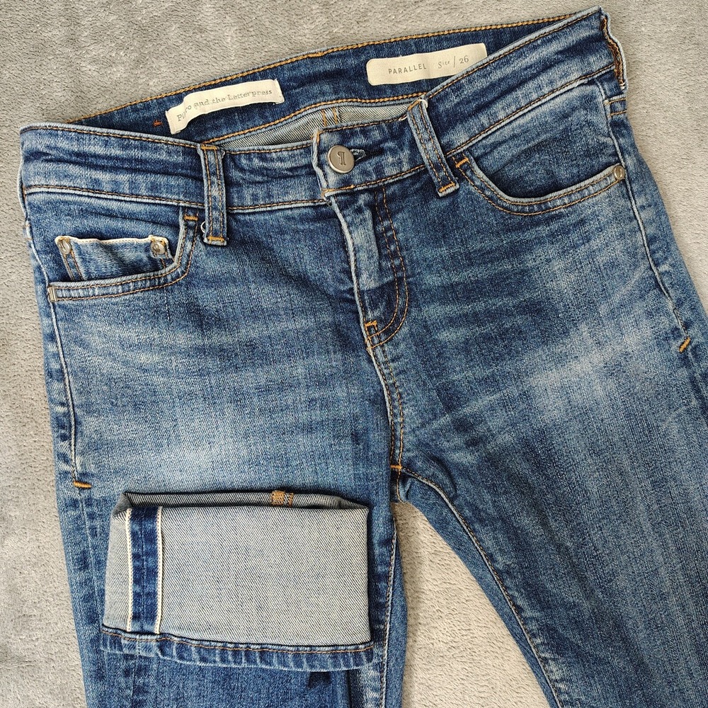 Pilcro and‎ The Letterpress Jeans 26 Blue Selvedge Parallel Slim Anthropologie